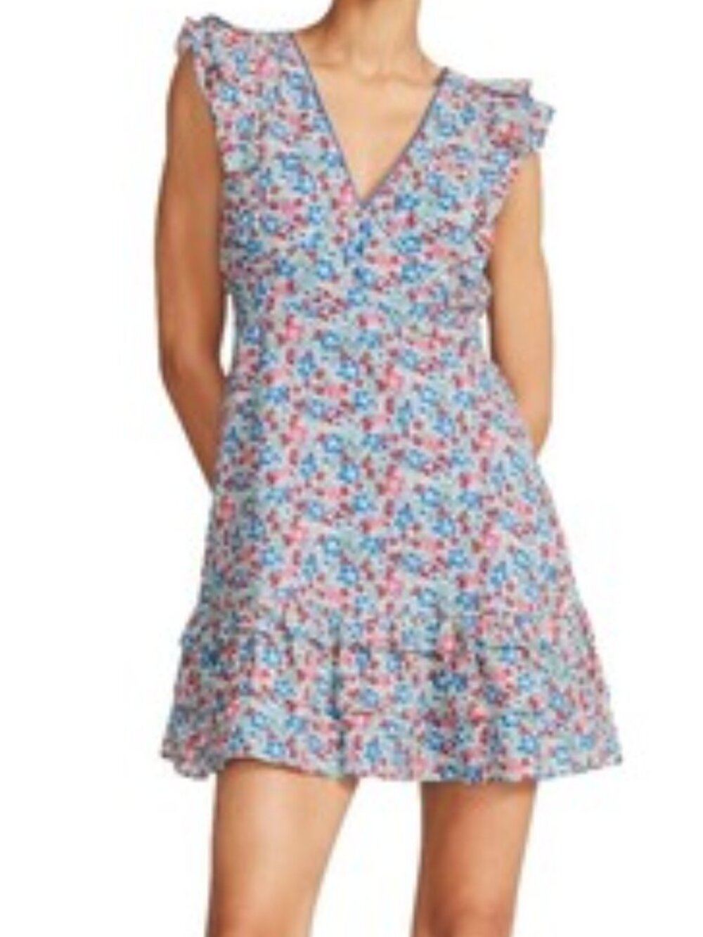 ✨ NWT Betsey Johnson Ditsy Floral Flutter-Sleeve Ruffle Mini Dress Size XL ✨